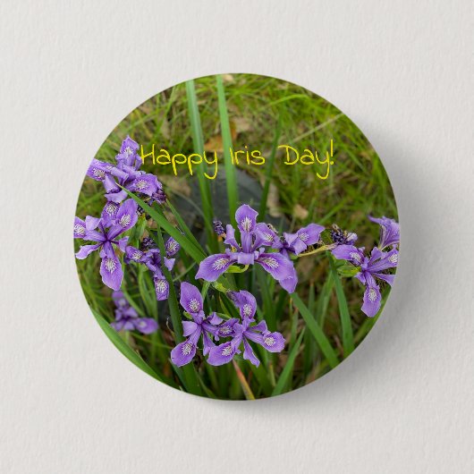 Vrolijk Iris Dag. Ronde Button 5,7 Cm (Voorkant)