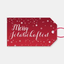 Vrolijk Jólabókaflóð Kerstboek Flood Red Cadeaulabel