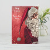 Vrolijk Jolly Santa Claus Rood Wit Kerstmis Feestdagenkaart (Staand voorkant)