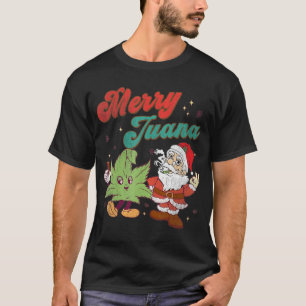 Vrolijk Juana Kerst Grappig Santa Roken Wiet Stop T-shirt
