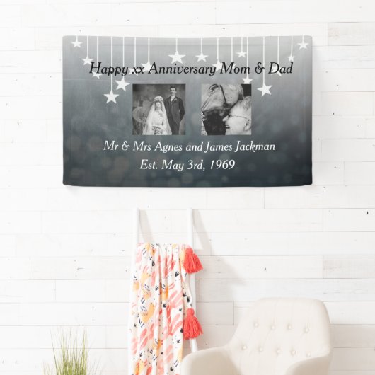 Vrolijk Jubileum Papa en mama Oude en Nieuwe foto Spandoek (Insitu)