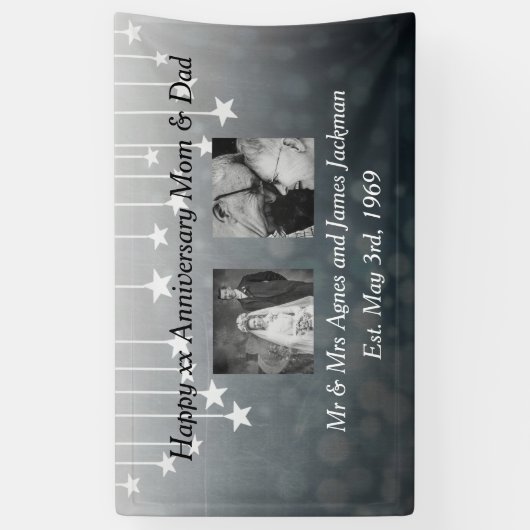 Vrolijk Jubileum Papa en mama Oude en Nieuwe foto Spandoek (Verticaal)