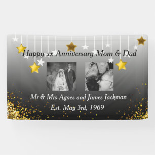 Vrolijk Jubileum Papa en mama Oude en Nieuwe foto Spandoek