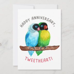 Vrolijk Jubileum, Tweetheart! Lovebird Paar Feestdagenkaart