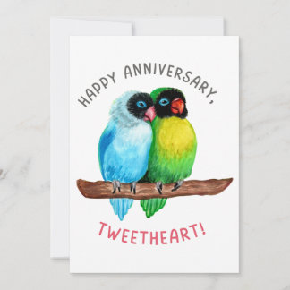 Vrolijk Jubileum, Tweetheart! Lovebird Paar Feestdagenkaart