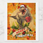 Vrolijk Jurassic Kerstmis (I) Wijn Etiket (Enkel label)