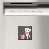 Vrolijk  Kat met kerstmis in roze Magneet (Insitu (Vaatwasser))
