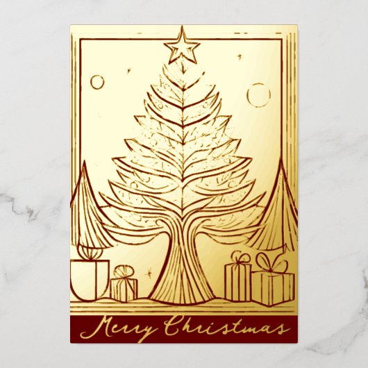 Vrolijk Kerst Abstract Tree thema illustratie Folie Feestdagenkaart (Voorkant)
