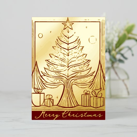 Vrolijk Kerst Abstract Tree thema illustratie Folie Feestdagenkaart (Staand Voorkant)