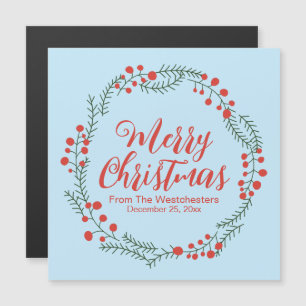 Vrolijk Kerst bord blauw script krans schattige ka