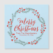 Vrolijk Kerst bord blauw script krans schattige ka (Voorkant)