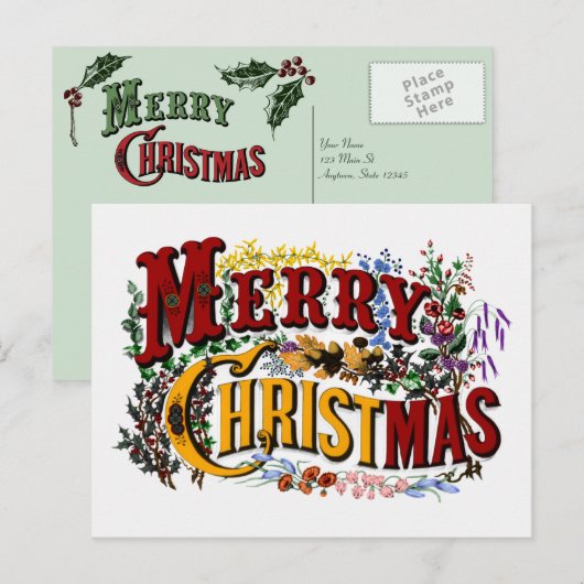 Vrolijk Kerst  Briefkaart (Voorkant / Achterkant)