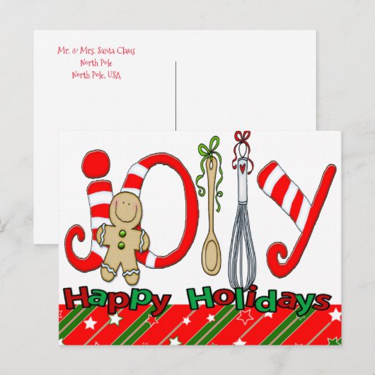 Vrolijk Kerst Briefkaarten Joy Gingerbread (Voorkant / Achterkant)
