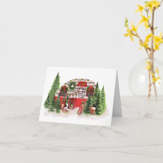 Vrolijk Kerst  Camper in de Bossen Kaart (Gele Bloem)