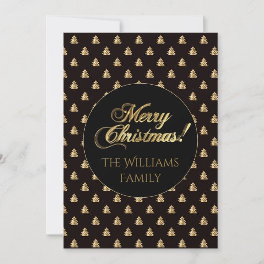Vrolijk Kerst Chic Script Faux Gold Folie Zwart Kaart (Voorkant)