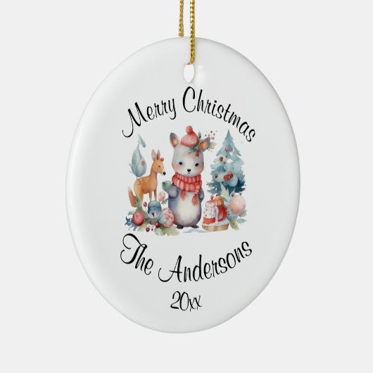 Vrolijk Kerst Custom Name Jaar Keramisch Ornament (Rechts)