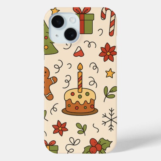 Vrolijk Kerst Doodle Patroon Case-Mate iPhone Case (Achterkant)