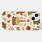 Vrolijk Kerst Doodle Patroon Case-Mate iPhone Case (Achterkant (horizontaal))