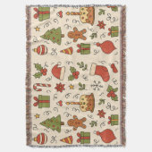 Vrolijk Kerst Doodle Patroon Deken (Voorkant Verticaal)