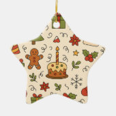 Vrolijk Kerst Doodle Patroon Keramisch Ornament (Voorkant)