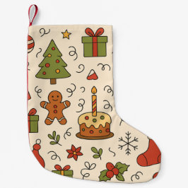 Vrolijk Kerst Doodle Patroon Kleine Kerstsok