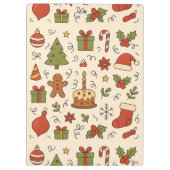 Vrolijk Kerst Doodle Patroon Klembord (Achterkant)