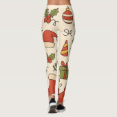 Vrolijk Kerst Doodle Patroon Leggings (Achterkant)