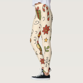 Vrolijk Kerst Doodle Patroon Leggings