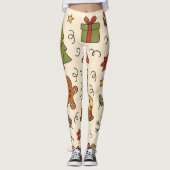 Vrolijk Kerst Doodle Patroon Leggings (Voorkant)
