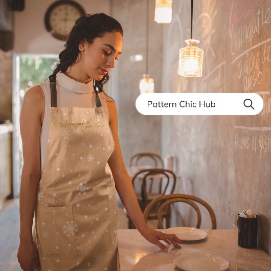 Vrolijk Kerst Elegant Pastel Beige Sneeuwvlok Schort