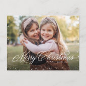 Vrolijk Kerst elegant script klassiek een foto Feestdagenkaart (Voorkant)