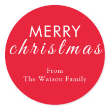 Vrolijk Kerst Elegant Script Ronde Sticker