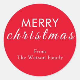 Vrolijk Kerst Elegant Script Ronde Sticker
