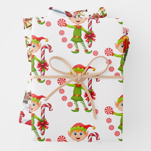 Vrolijk Kerst Elf Santa Wrapping Papier Bladen Inpakpapier Vel (In situ)