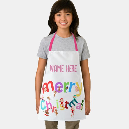 Vrolijk Kerst Elfen & Rendieren Schort (Insitu)