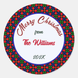 Vrolijk Kerst Familie Ronde Sticker