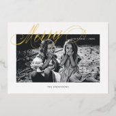 Vrolijk Kerst Fancy Script Modern Folie Feestdagenkaart (Voorkant)