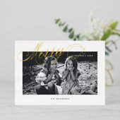 Vrolijk Kerst Fancy Script Modern Folie Feestdagenkaart (Staand Voorkant)