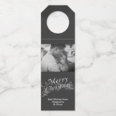 Vrolijk Kerst Fancy Scroll Typografie Chalkboard Flessenhanger (Voorkant)