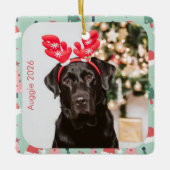 Vrolijk Kerst Foto Keramisch Ornament (Voorkant)