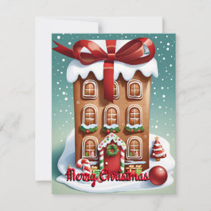 Vrolijk kerst gember huis feestdagenkaart