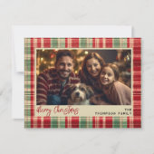 Vrolijk Kerst geruite aangepaste fotokaart (Voorkant)