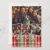 Vrolijk Kerst  geruite aangepaste fotokaart Feestdagenkaart (Voorkant)