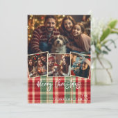 Vrolijk Kerst  geruite aangepaste fotokaart Feestdagenkaart (Staand voorkant)