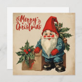 Vrolijk Kerst Gnome Feestdagenkaart (Voorkant / Achterkant)