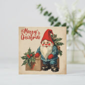 Vrolijk Kerst Gnome Feestdagenkaart (Staand voorkant)