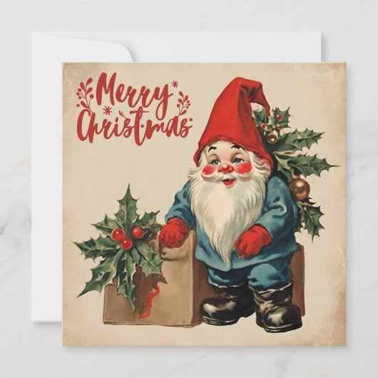 Vrolijk Kerst Gnome Feestdagenkaart (Voorkant)