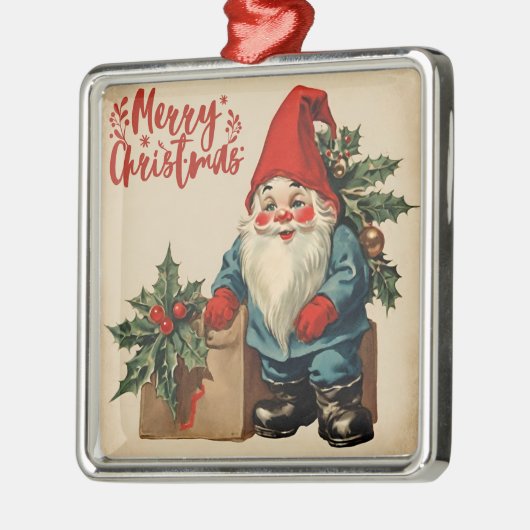Vrolijk Kerst Gnome Metalen Ornament (Links)