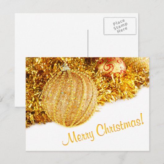 Vrolijk Kerst Gouden Briefkaart (Voorkant / Achterkant)