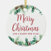 Vrolijk Kerst Groen Keramisch Ornament (Voorkant)